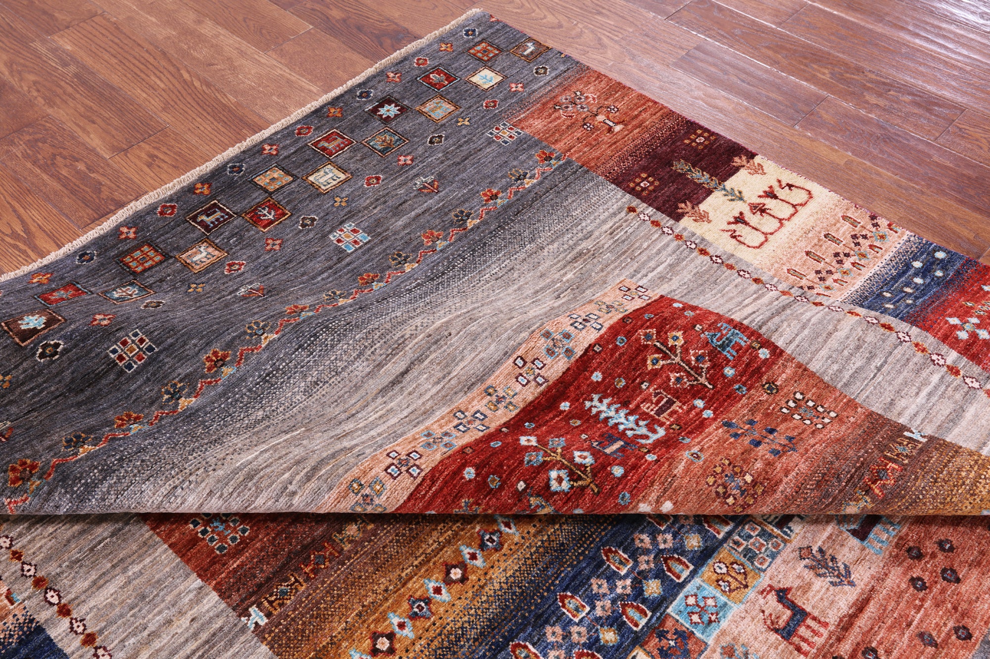 Persian Gabbeh Tribal Hand Knotted Wool Rug - 6' 7" X 9' 11" - Golden Nile