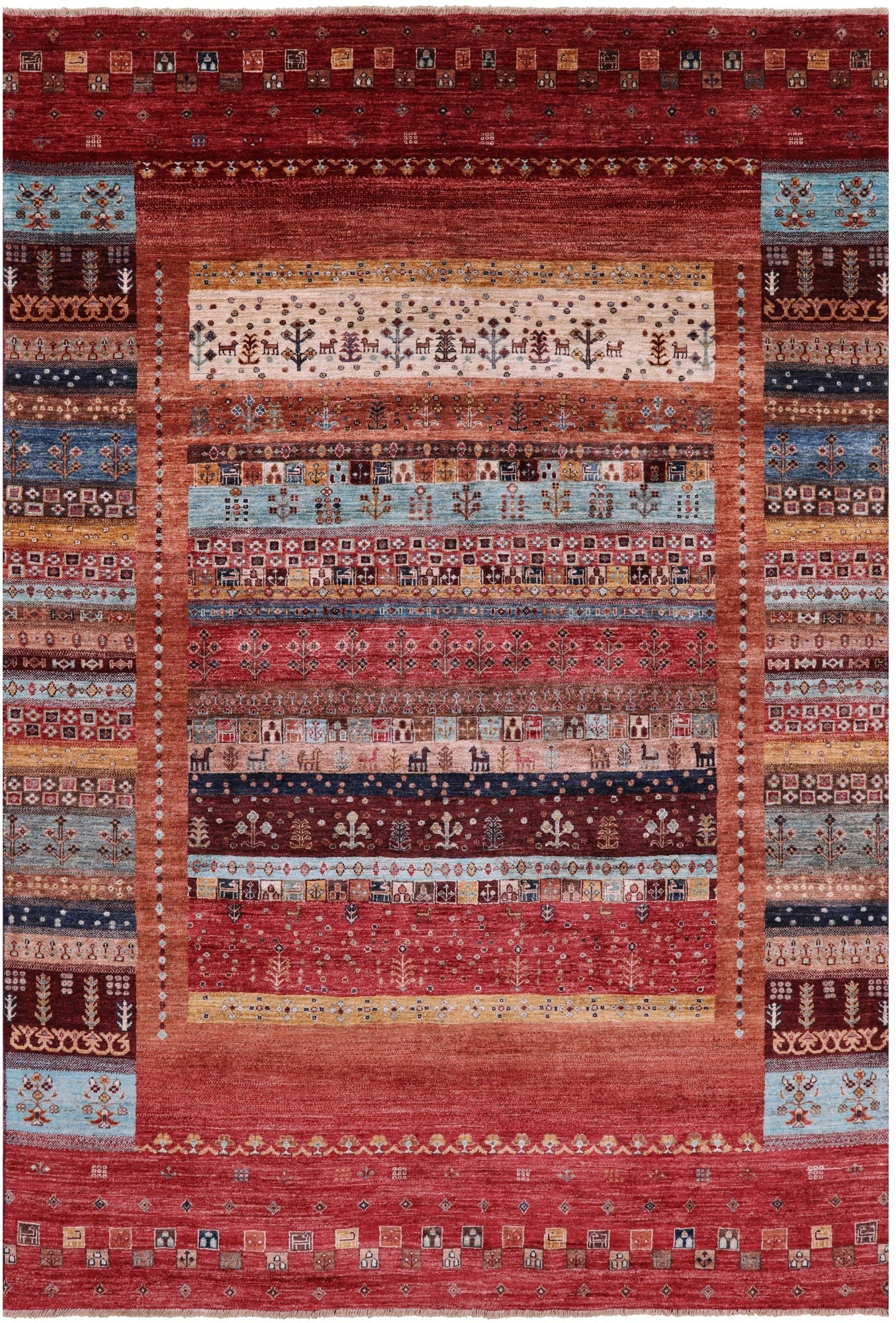 Persian Tribal Gabbeh Hand Knotted Wool Rug - 6' 8" X 9' 10" - Golden Nile
