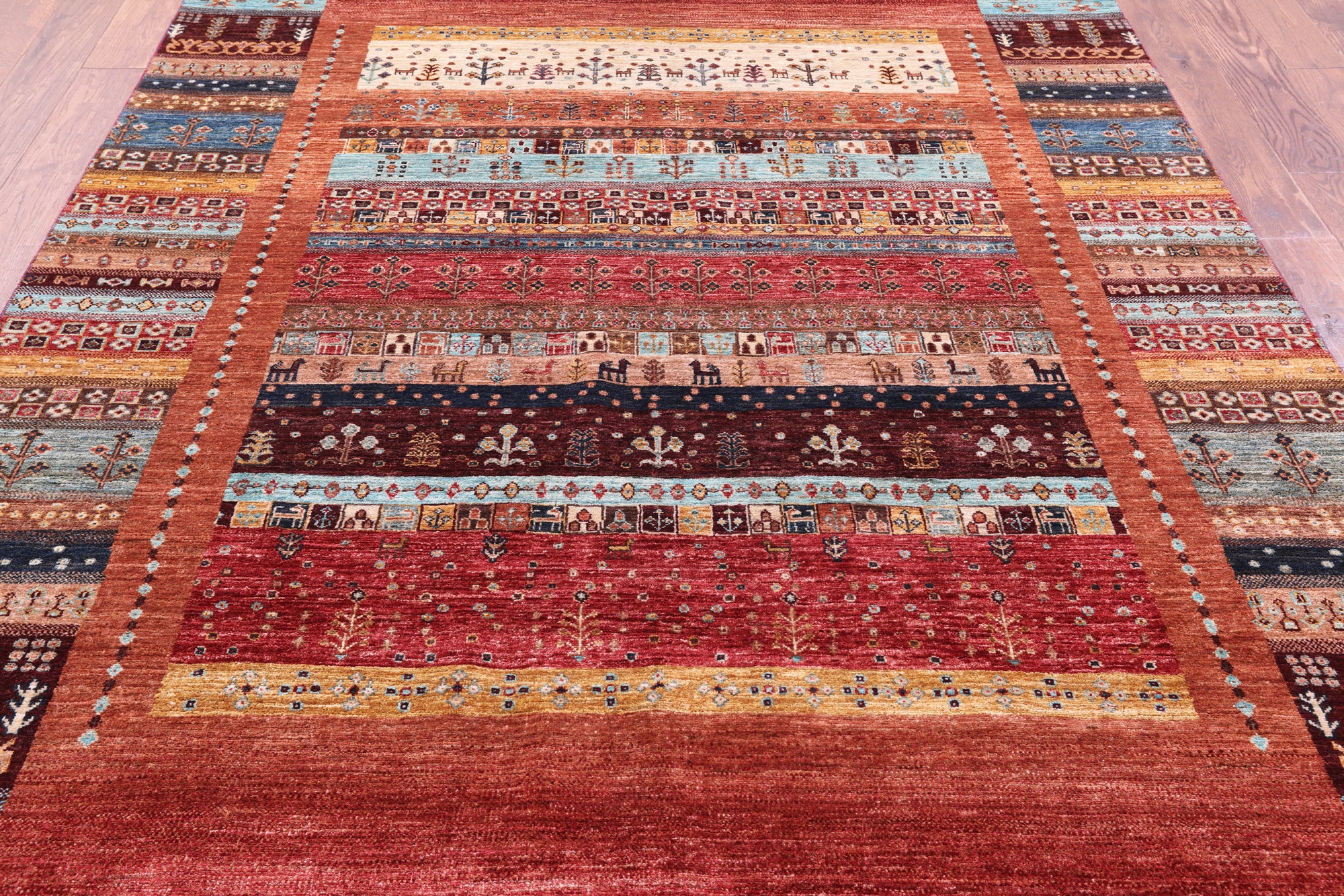 Persian Tribal Gabbeh Hand Knotted Wool Rug - 6' 8" X 9' 10" - Golden Nile