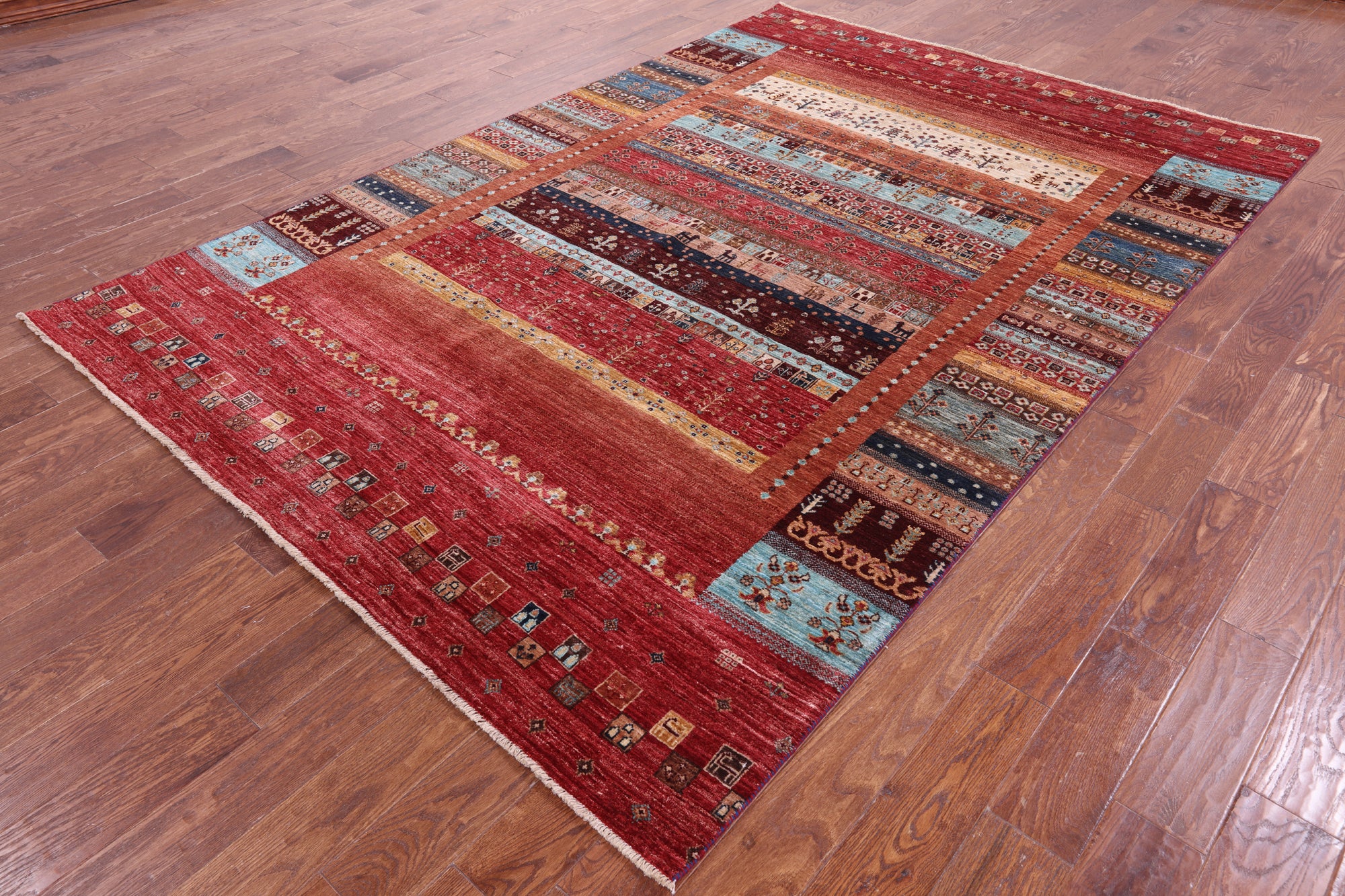 Persian Tribal Gabbeh Hand Knotted Wool Rug - 6' 8" X 9' 10" - Golden Nile