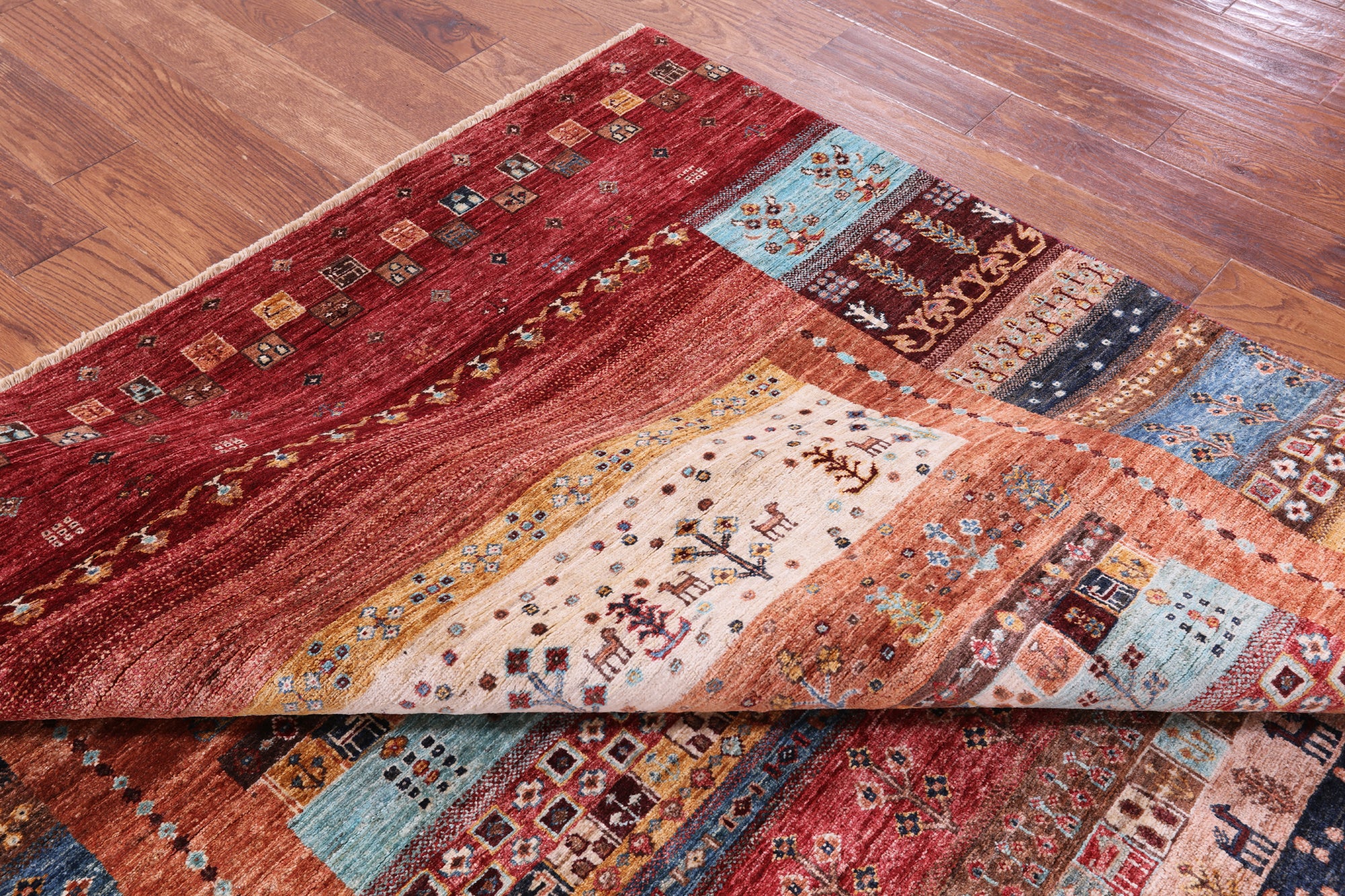 Persian Tribal Gabbeh Hand Knotted Wool Rug - 6' 8" X 9' 10" - Golden Nile