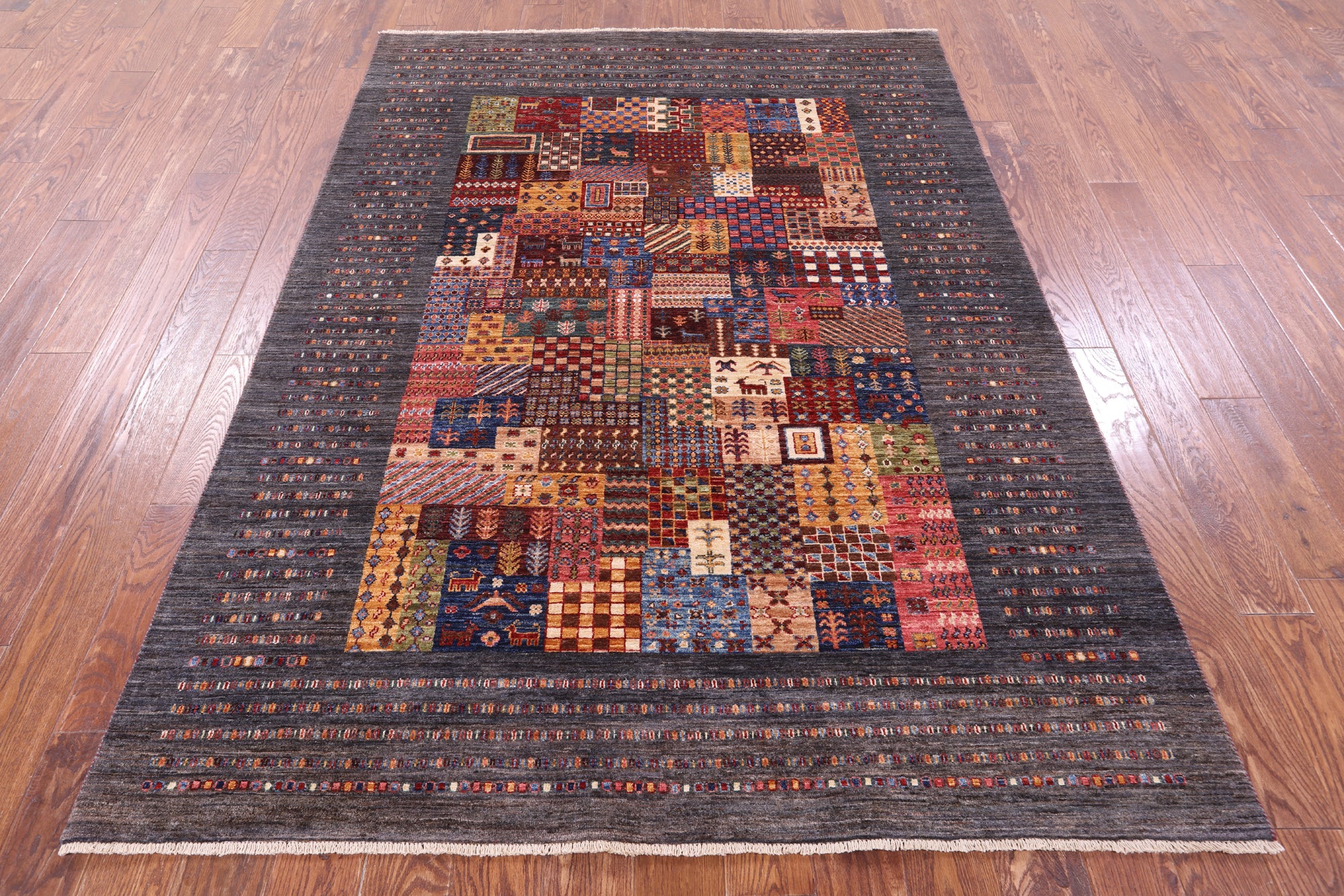 Tribal Persian Gabbeh Hand Knotted Wool Rug - 5' 8" X 7' 9" - Golden Nile