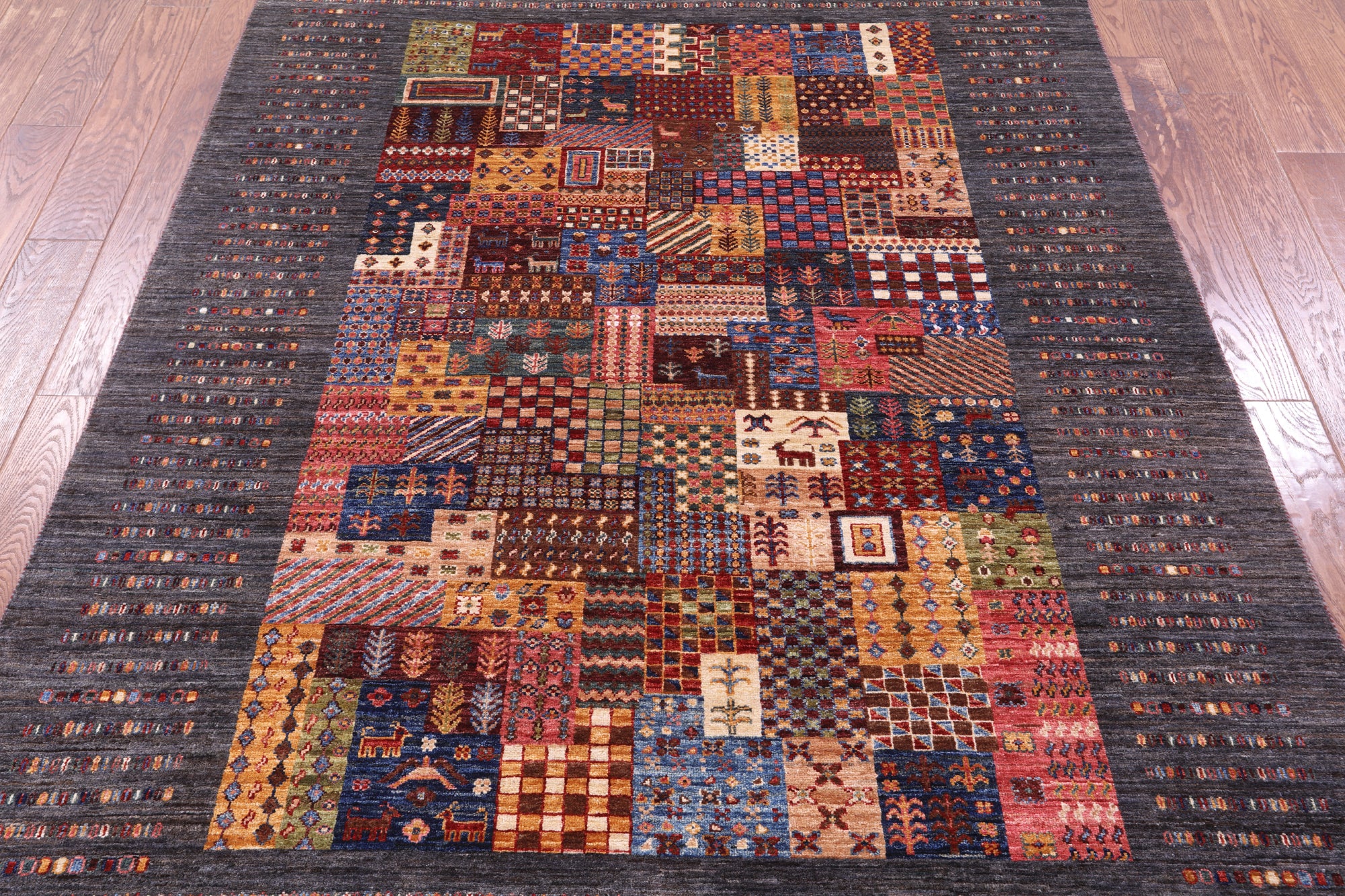 Tribal Persian Gabbeh Hand Knotted Wool Rug - 5' 8" X 7' 9" - Golden Nile
