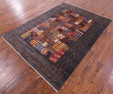 Tribal Persian Gabbeh Hand Knotted Wool Rug - 5' 8" X 7' 9" - Golden Nile