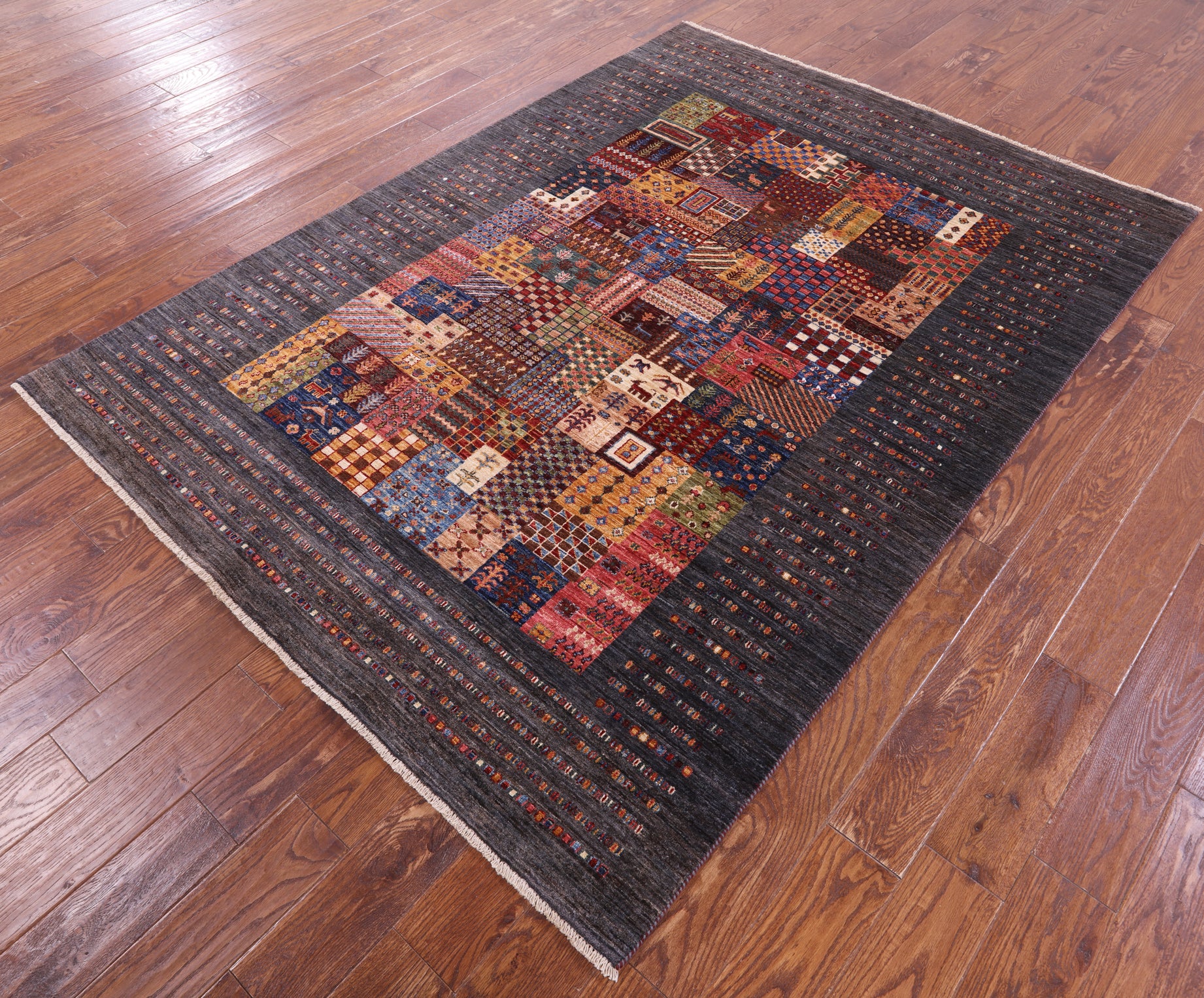 Tribal Persian Gabbeh Hand Knotted Wool Rug - 5' 8" X 7' 9" - Golden Nile