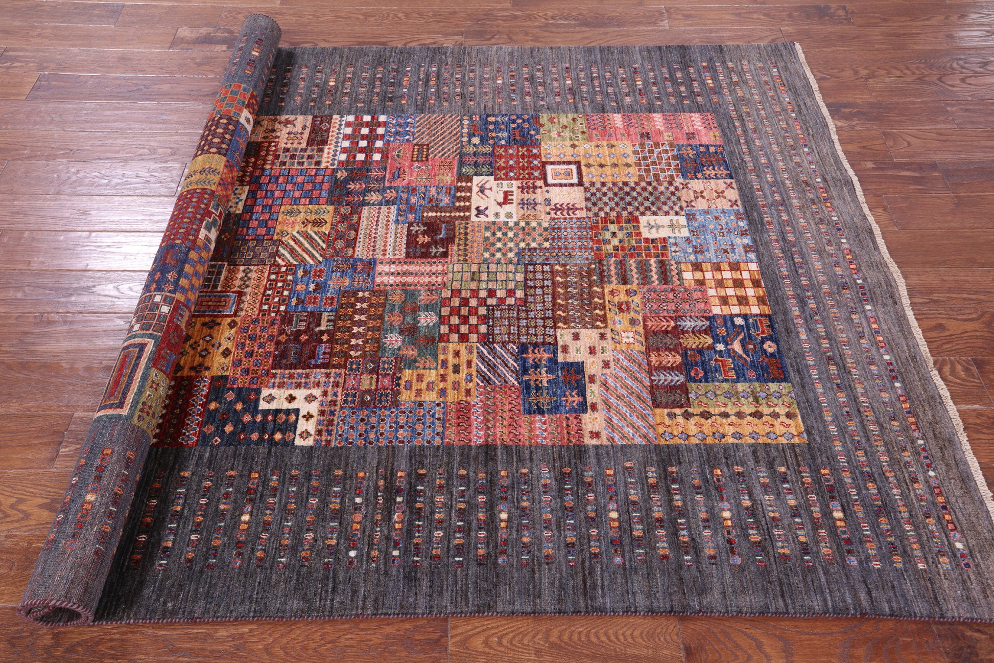 Tribal Persian Gabbeh Hand Knotted Wool Rug - 5' 8" X 7' 9" - Golden Nile