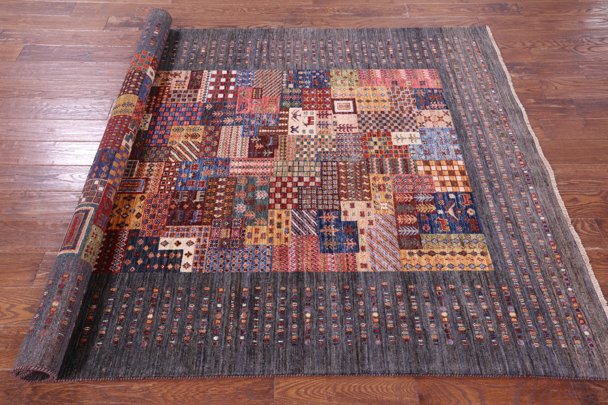 Tribal Persian Gabbeh Hand Knotted Wool Rug - 5' 8" X 7' 9" - Golden Nile