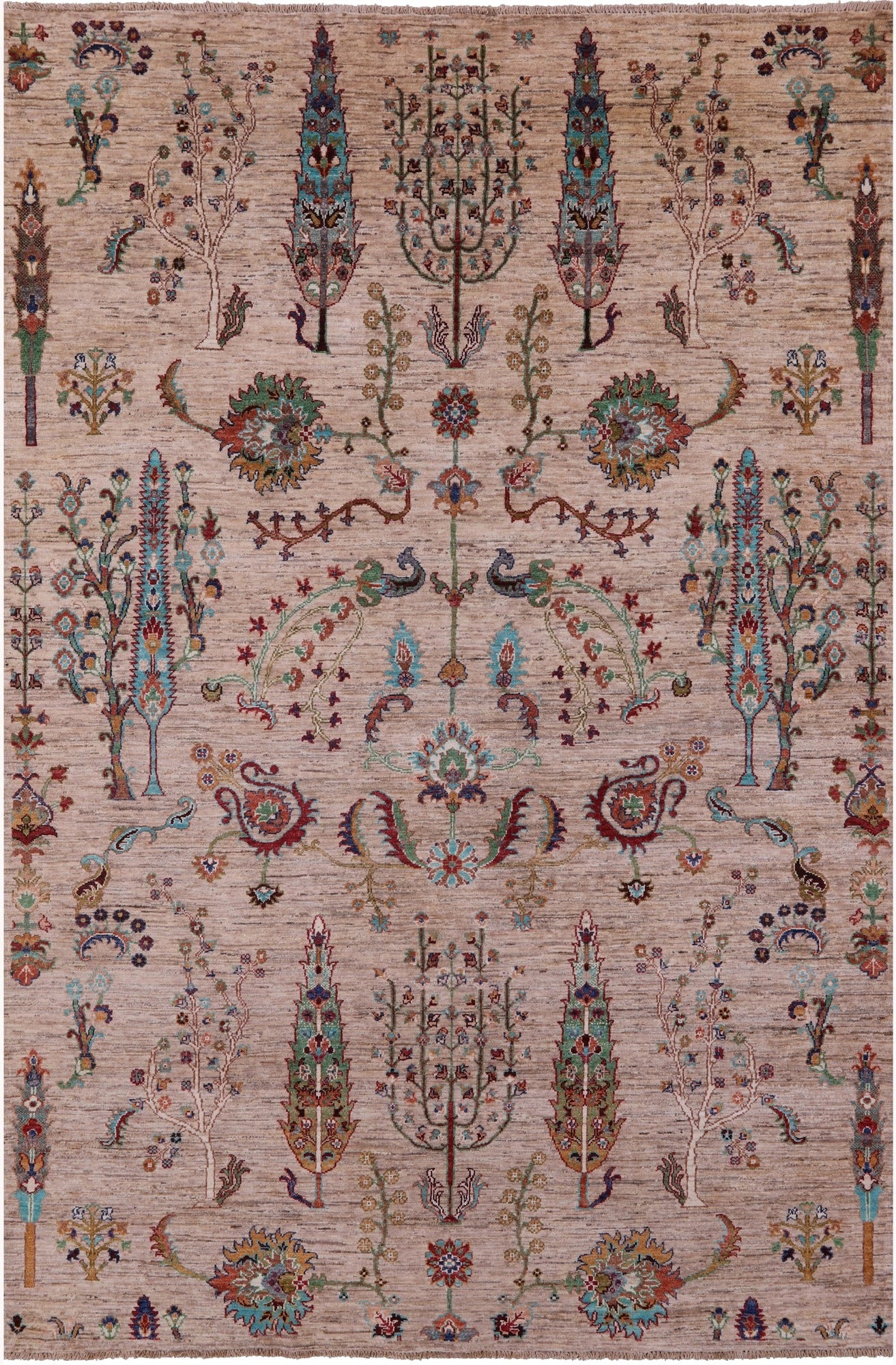 Tribal Persian Gabbeh Hand Knotted Wool Rug - 6' 3" X 9' 6" - Golden Nile