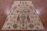Tribal Persian Gabbeh Hand Knotted Wool Rug - 6' 3" X 9' 6" - Golden Nile