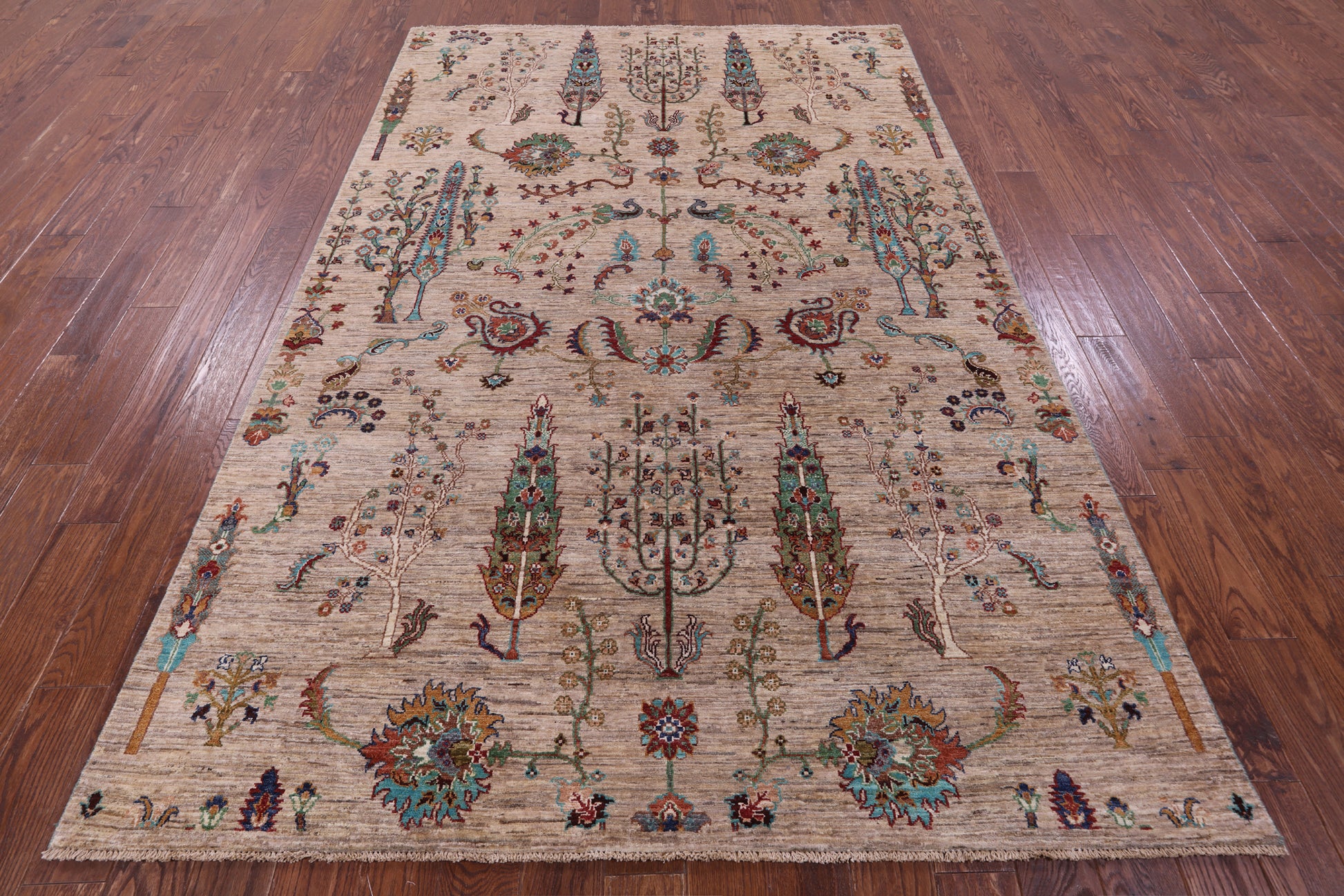 Tribal Persian Gabbeh Hand Knotted Wool Rug - 6' 3" X 9' 6" - Golden Nile