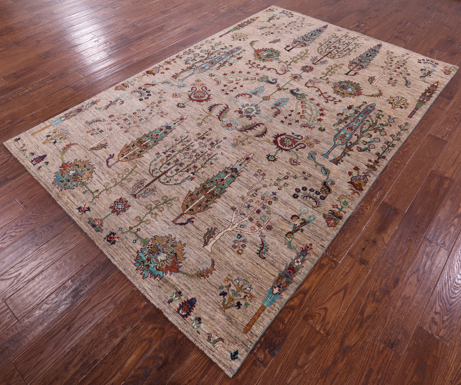Tribal Persian Gabbeh Hand Knotted Wool Rug - 6' 3" X 9' 6" - Golden Nile