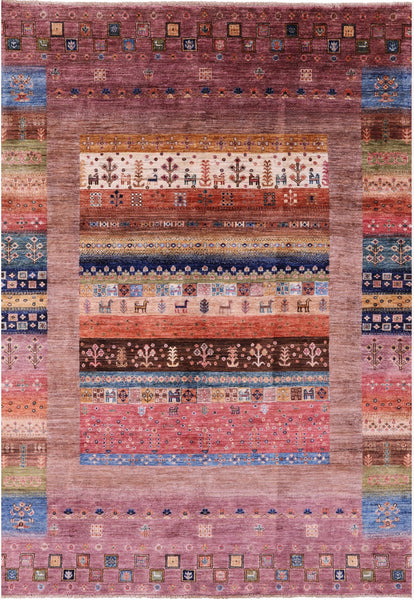 Tribal Persian Gabbeh Hand Knotted Wool Rug - 5' 7" X 7' 10" - Golden Nile