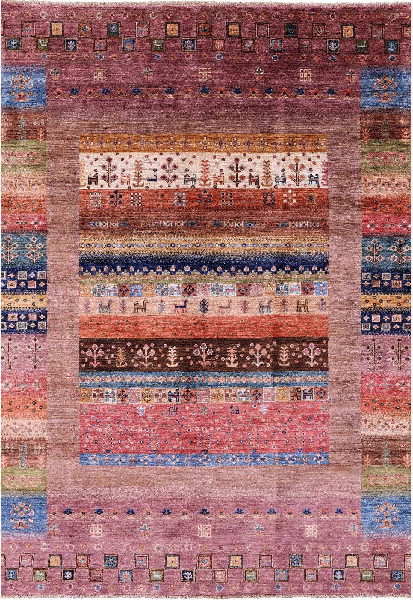 Tribal Persian Gabbeh Hand Knotted Wool Rug - 5' 7" X 7' 10" - Golden Nile