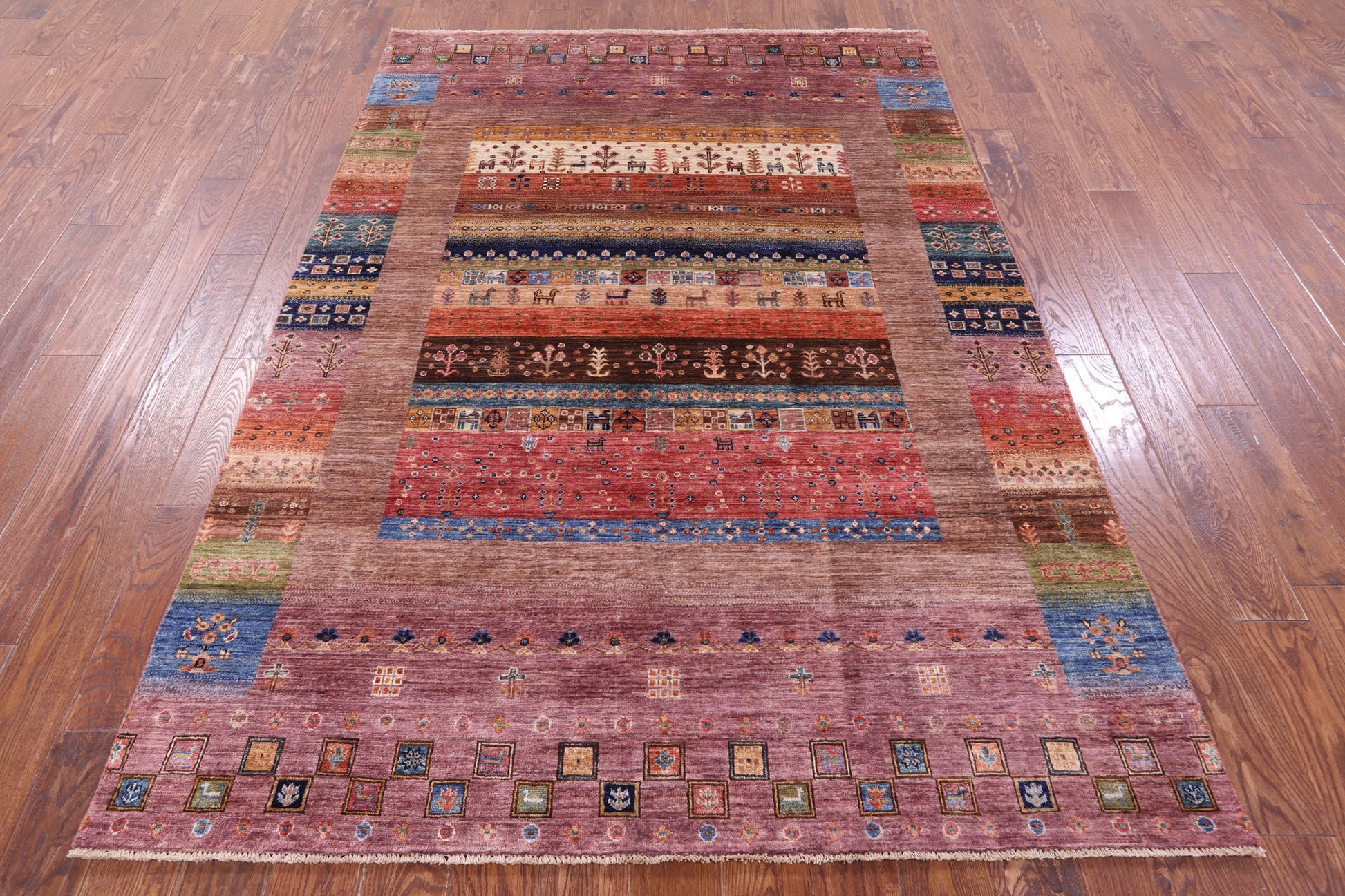 Tribal Persian Gabbeh Hand Knotted Wool Rug - 5' 7" X 7' 10" - Golden Nile