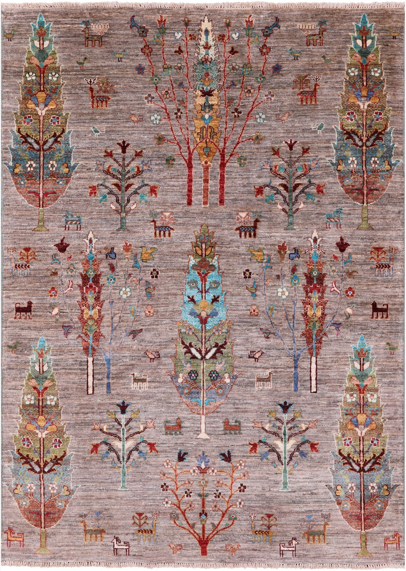 Tribal Persian Gabbeh Hand Knotted Wool Rug - 4' 9" X 6' 6" - Golden Nile