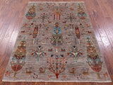 Tribal Persian Gabbeh Hand Knotted Wool Rug - 4' 9" X 6' 6" - Golden Nile