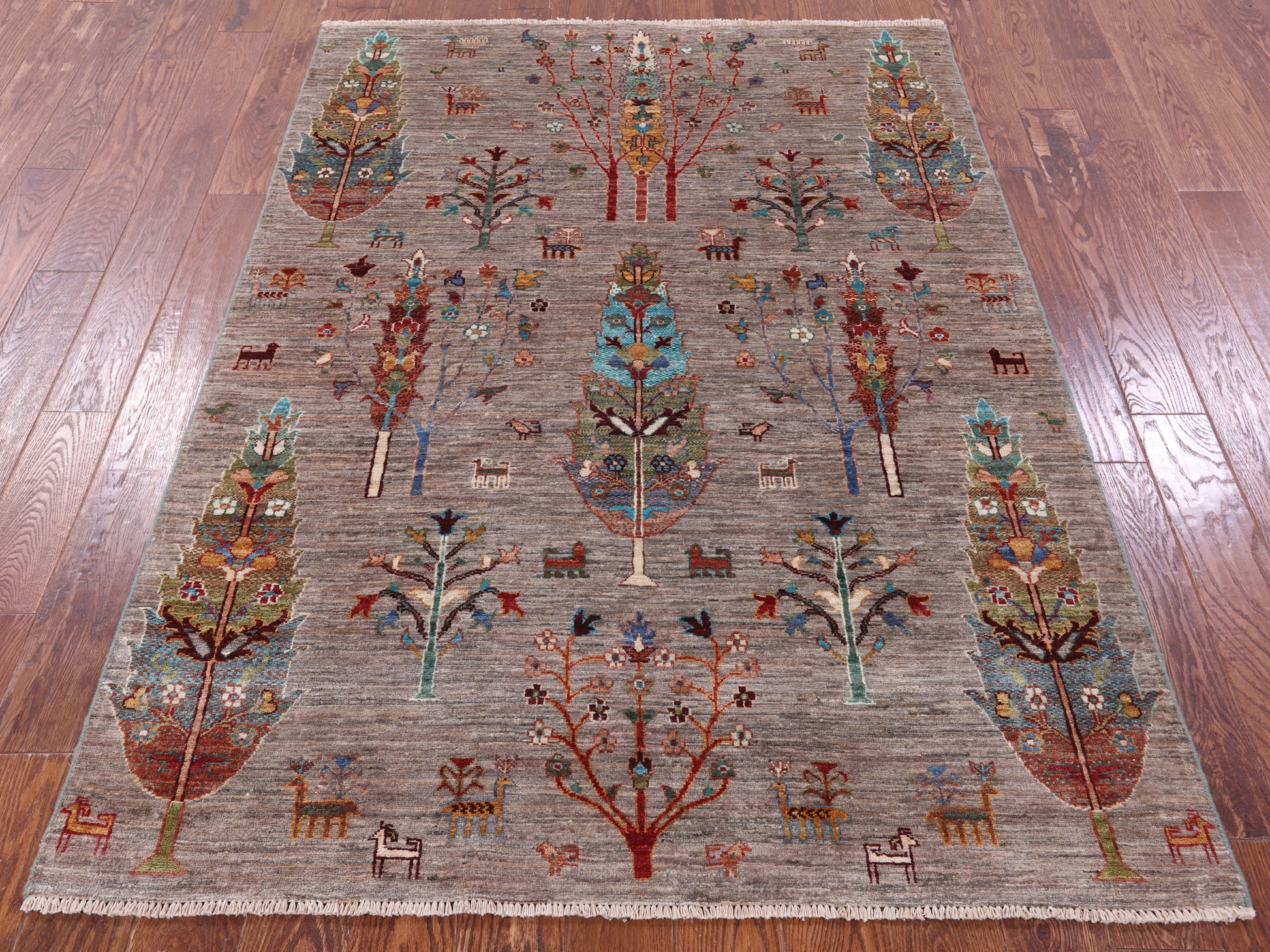 Tribal Persian Gabbeh Hand Knotted Wool Rug - 4' 9" X 6' 6" - Golden Nile