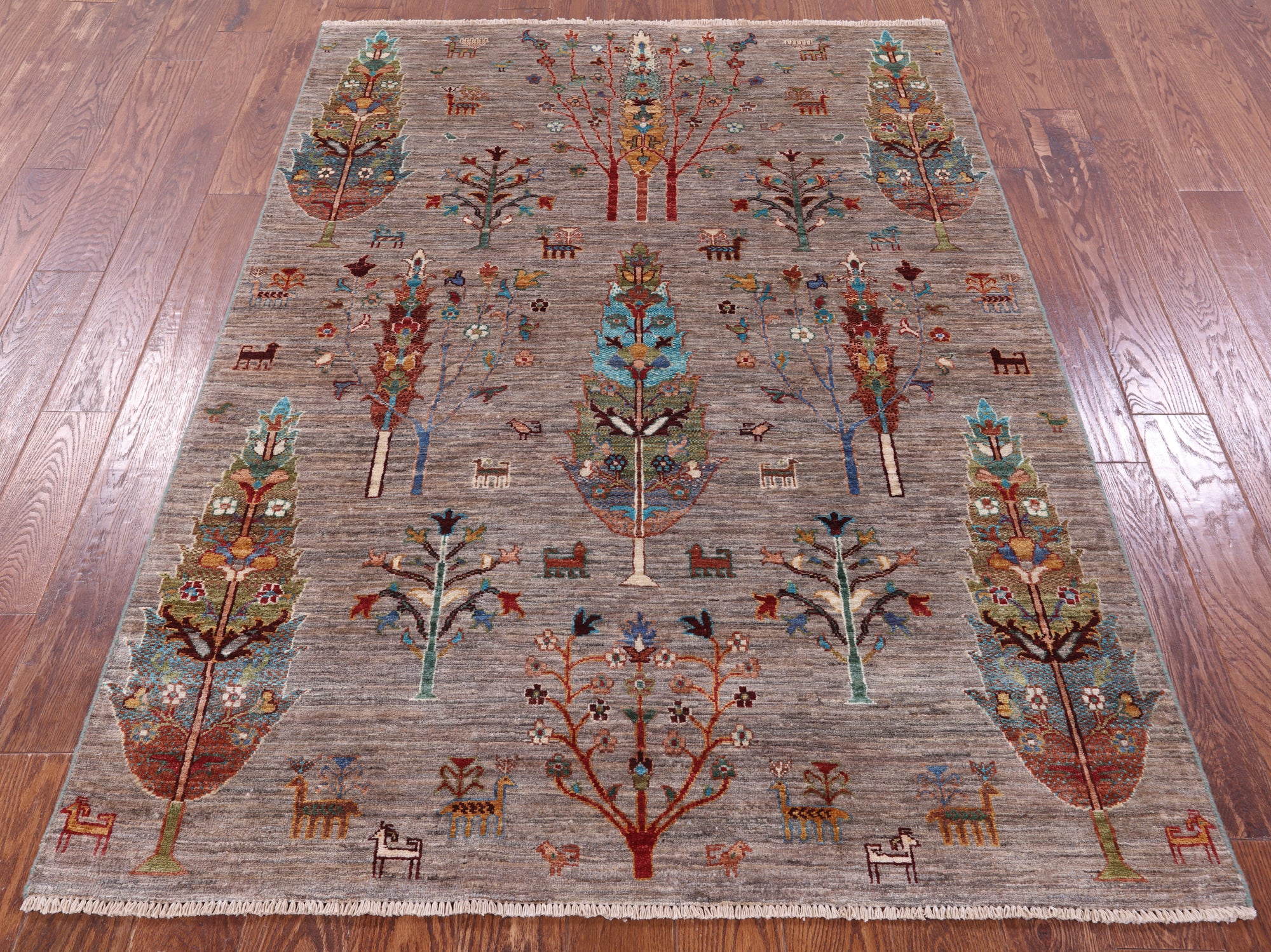Tribal Persian Gabbeh Hand Knotted Wool Rug - 4' 9" X 6' 6" - Golden Nile