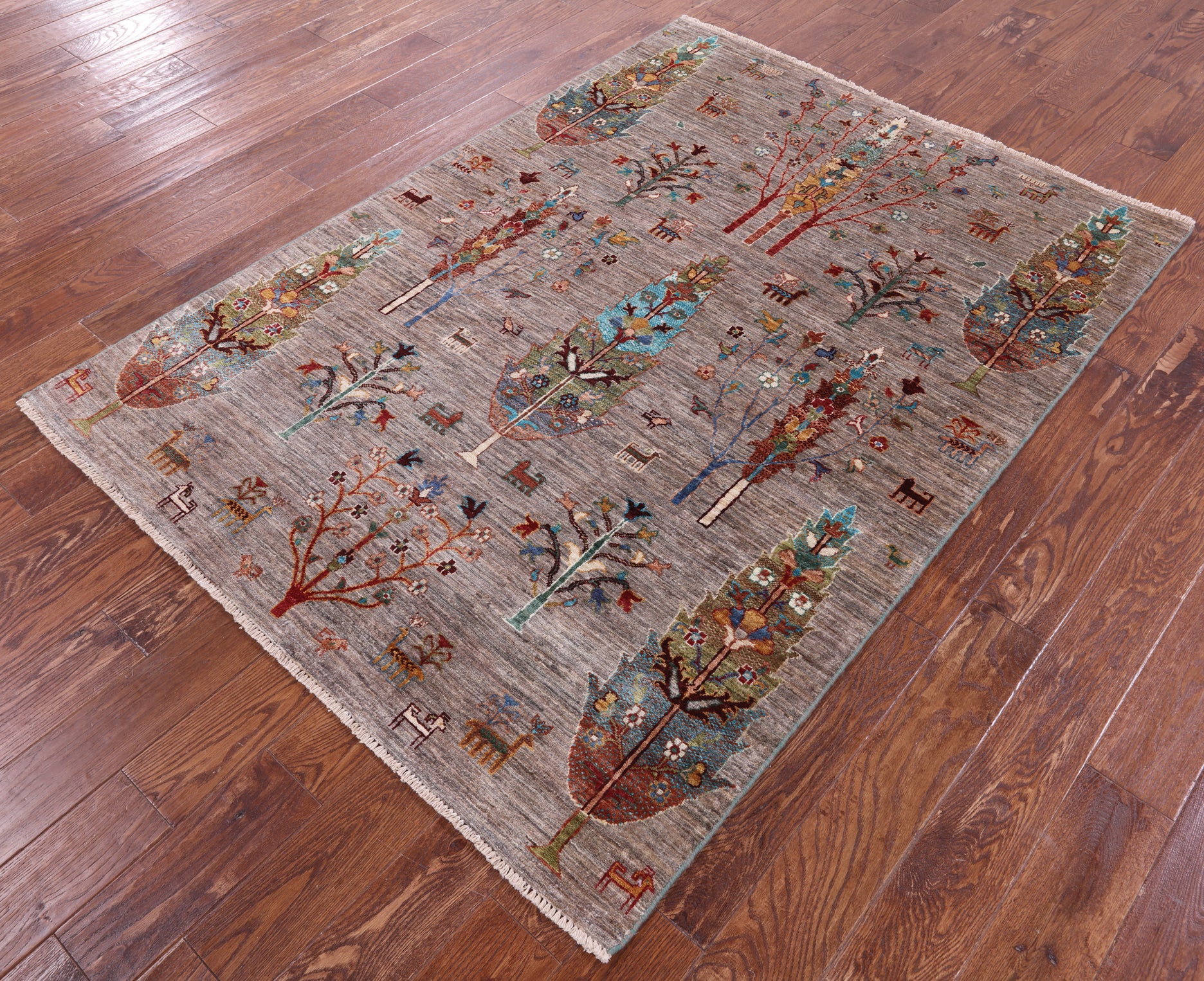 Tribal Persian Gabbeh Hand Knotted Wool Rug - 4' 9" X 6' 6" - Golden Nile