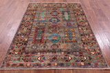 Turkmen Ersari Hand Knotted Wool Rug - 5' 1" X 6' 8" - Golden Nile
