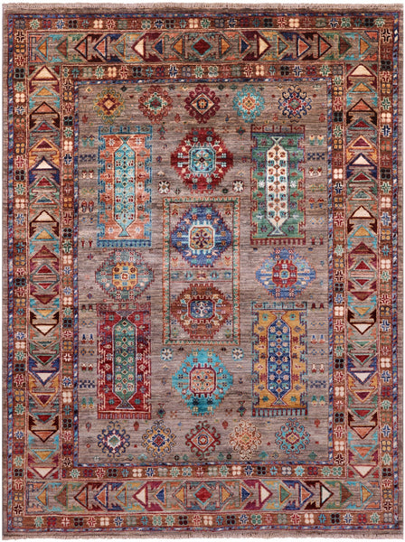 Turkmen Ersari Hand Knotted Wool Rug - 5' 1" X 6' 8" - Golden Nile