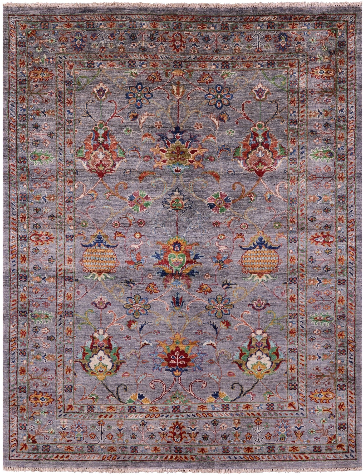 Peshawar Handmade Wool Rug - 5' 0" X 6' 5" - Golden Nile