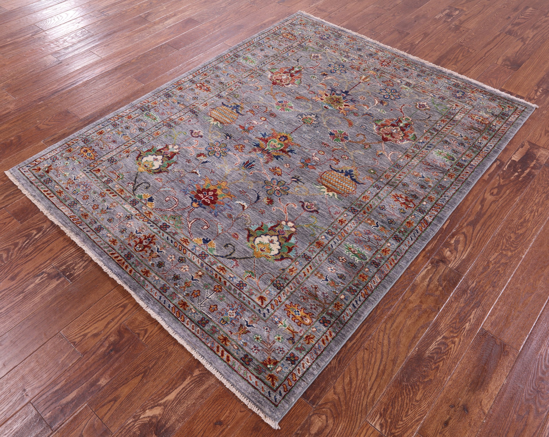 Peshawar Handmade Wool Rug - 5' 0" X 6' 5" - Golden Nile
