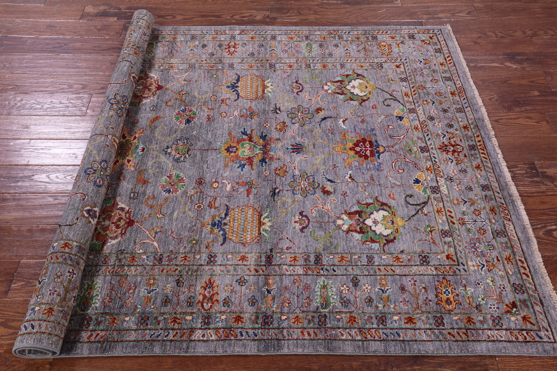 Peshawar Handmade Wool Rug - 5' 0" X 6' 5" - Golden Nile