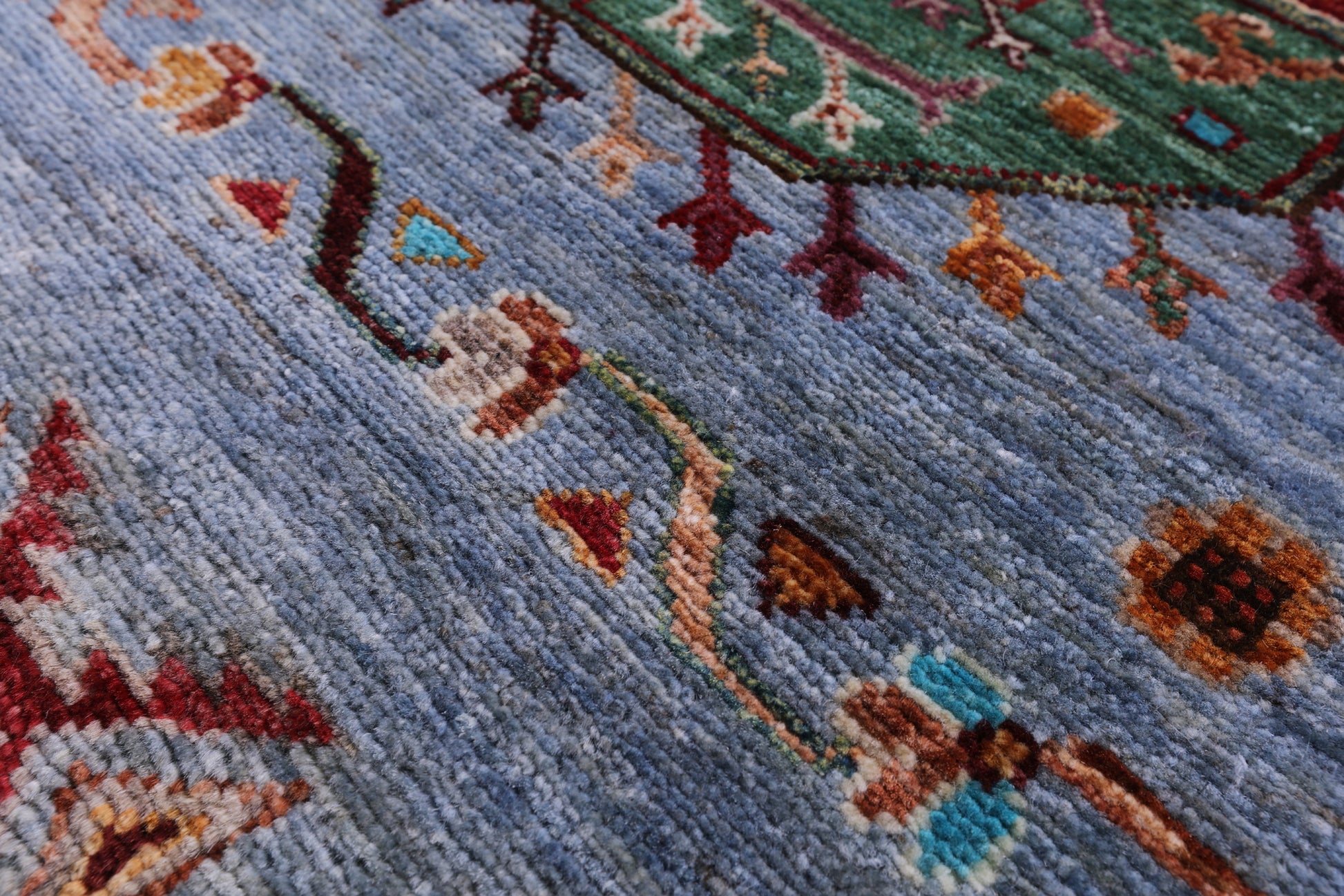 Blue Turkmen Ersari Hand Knotted Wool Rug - 5' 8" X 7' 9" - Golden Nile