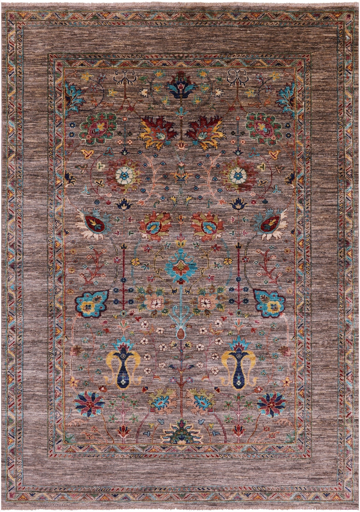 Peshawar Hand Knotted Wool Rug - 5' 9" X 8' 3" - Golden Nile