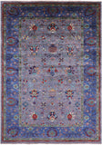Grey Peshawar Hand Knotted Wool Rug - 6' 7" X 9' 7" - Golden Nile