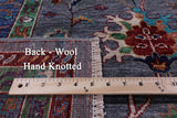 Grey Peshawar Hand Knotted Wool Rug - 6' 7" X 9' 7" - Golden Nile