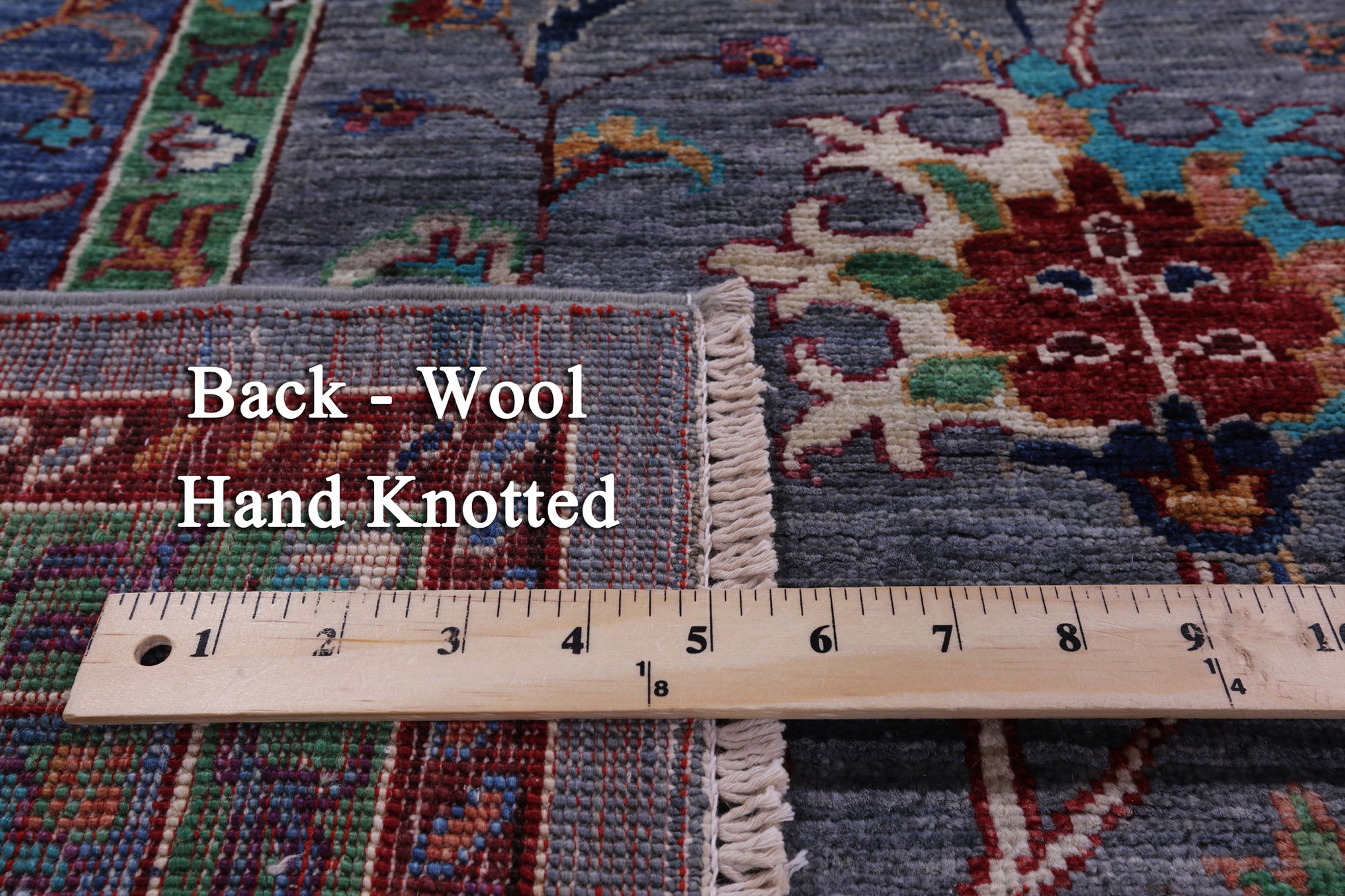 Grey Peshawar Hand Knotted Wool Rug - 6' 7" X 9' 7" - Golden Nile