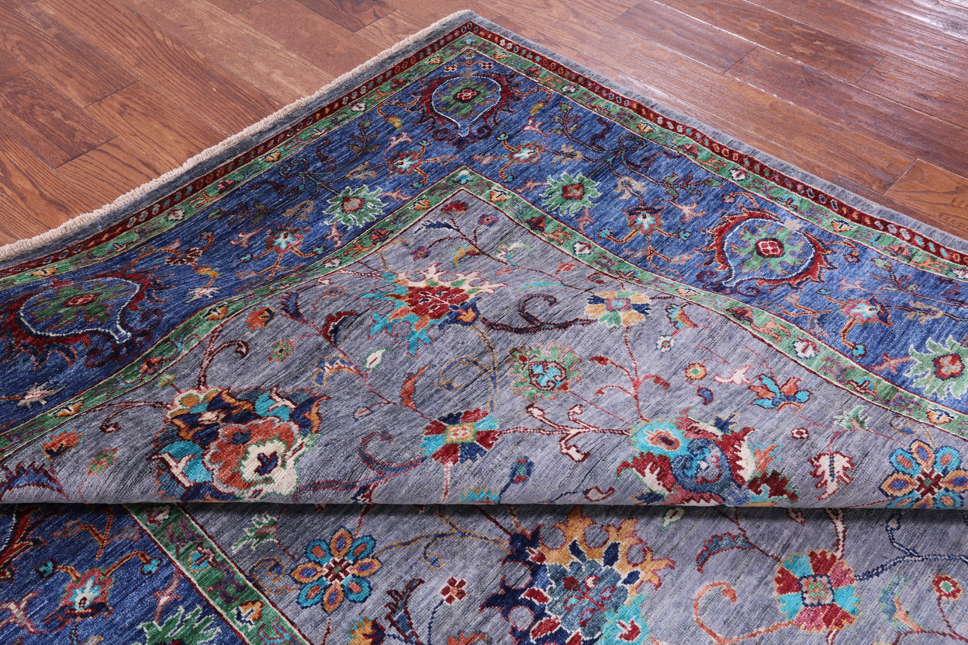 Grey Peshawar Hand Knotted Wool Rug - 6' 7" X 9' 7" - Golden Nile