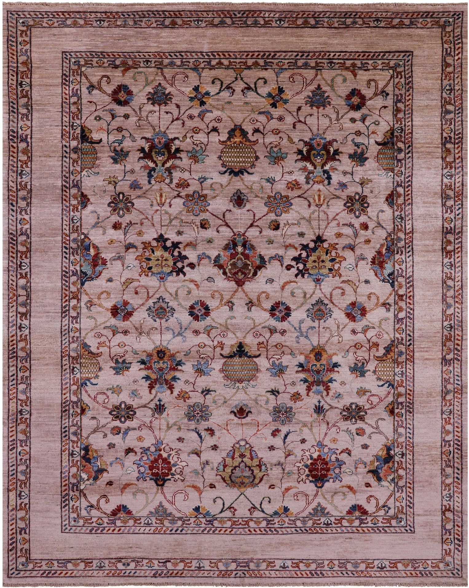 Peshawar Hand Knotted Wool Rug - 6' 8" X 8' 4" - Golden Nile