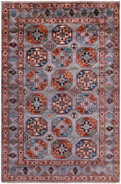 Turkmen Ersari Hand Knotted Wool Rug - 4' 1" X 6' 2" - Golden Nile