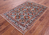 Turkmen Ersari Hand Knotted Wool Rug - 4' 1" X 6' 2" - Golden Nile
