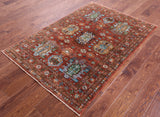 Turkmen Ersari Hand Knotted Wool Rug - 4' 0" X 5' 9" - Golden Nile