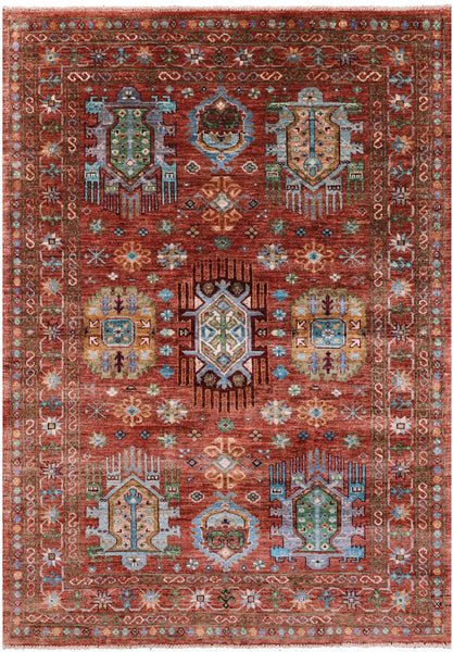 Turkmen Ersari Hand Knotted Wool Rug - 4' 0" X 5' 9" - Golden Nile