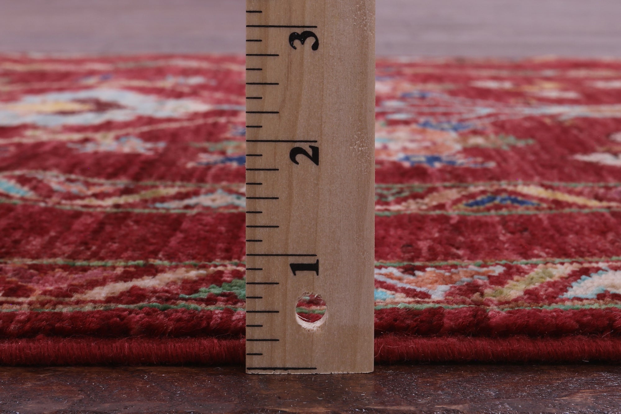 Red Peshawar Hand Knotted Wool Runner Rug - 2' 10" X 9' 6" - Golden Nile