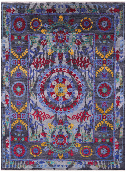 Grey William Morris Handmade Wool Area Rug - 9' 1" X 12' 2" - Golden Nile