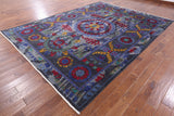Grey William Morris Handmade Wool Area Rug - 9' 1" X 12' 2" - Golden Nile