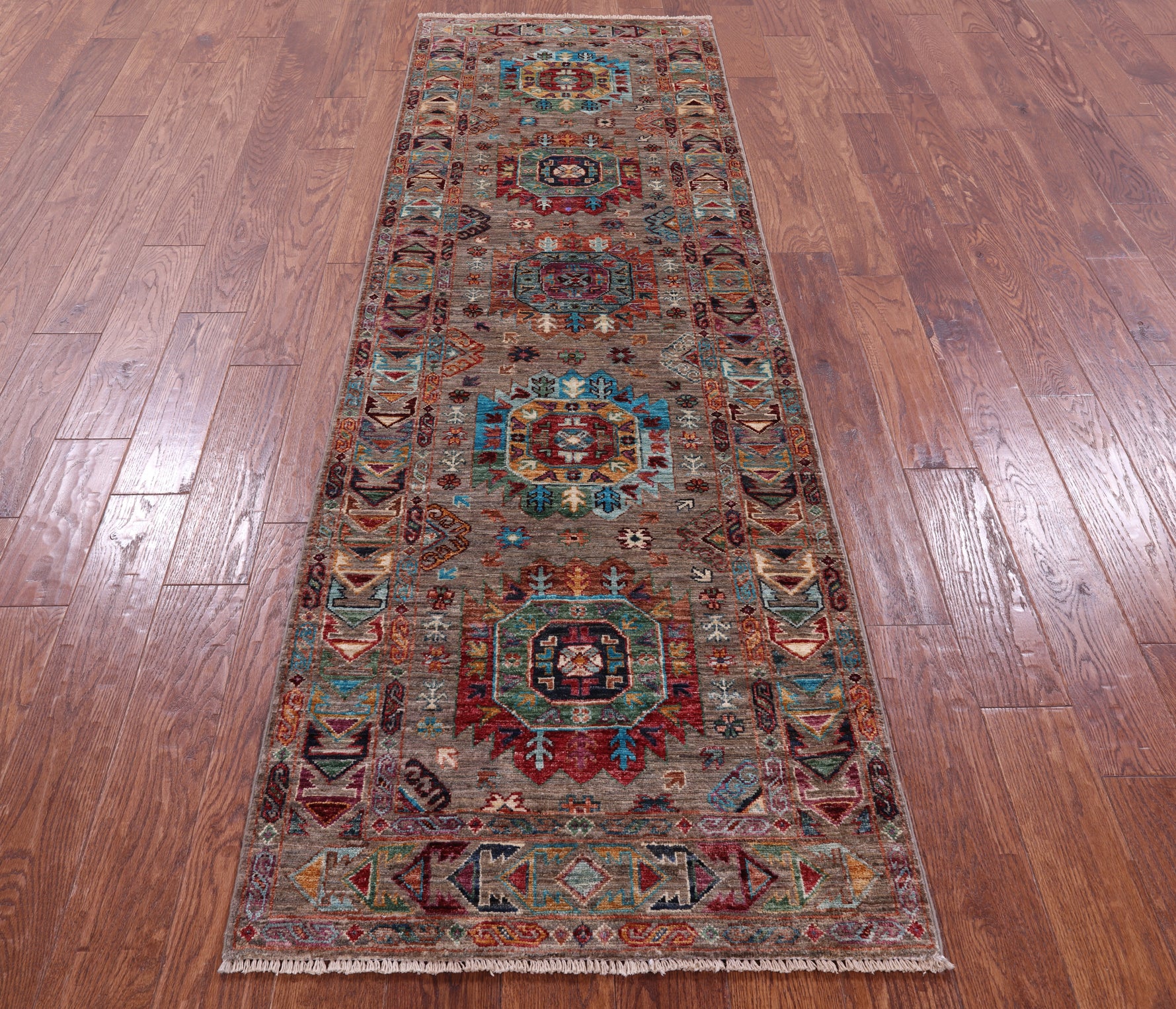 Turkmen Ersari Hand Knotted Wool Runner Rug - 2' 8" X 8' 3" - Golden Nile