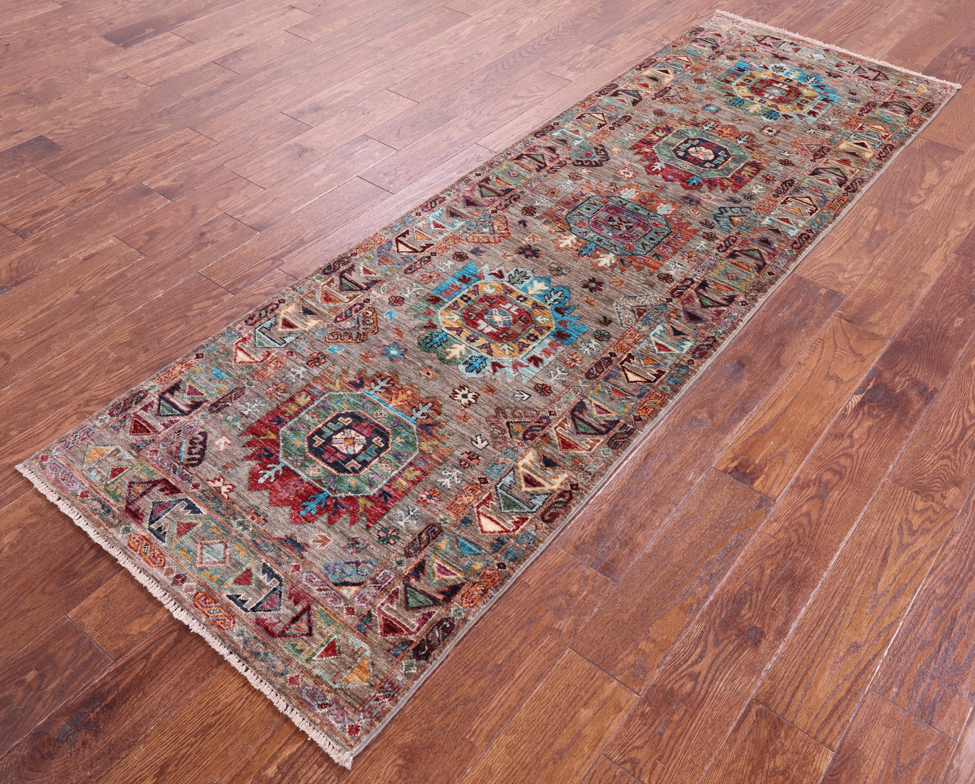 Turkmen Ersari Hand Knotted Wool Runner Rug - 2' 8" X 8' 3" - Golden Nile