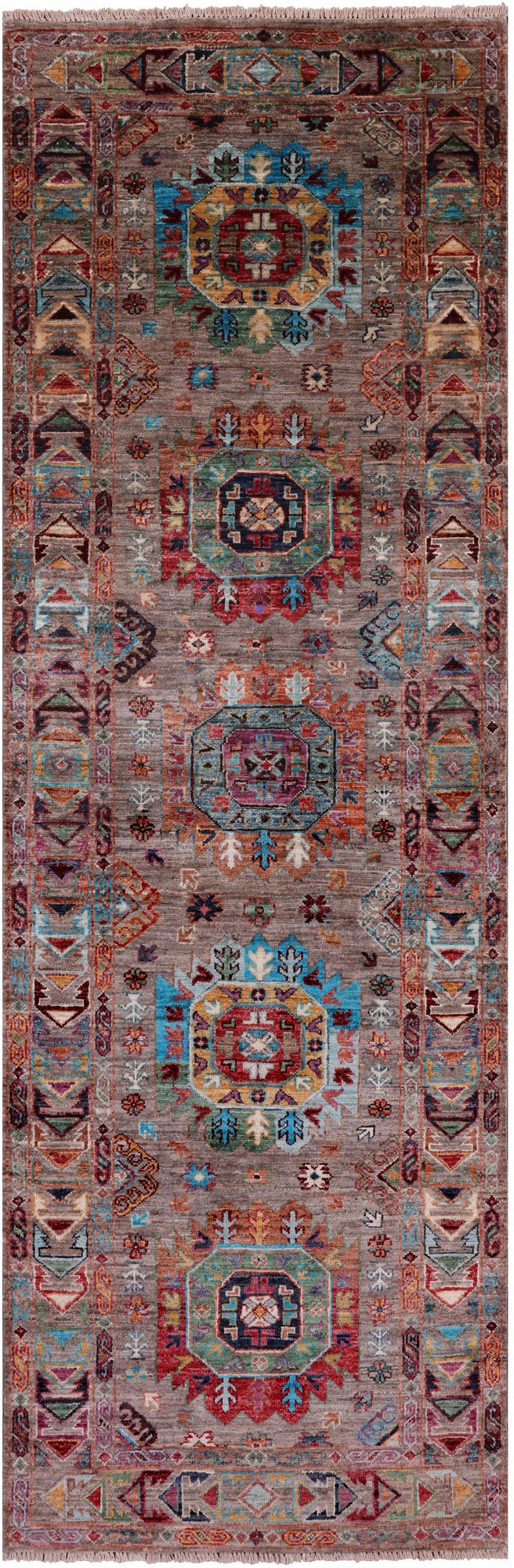 Turkmen Ersari Hand Knotted Wool Runner Rug - 2' 8" X 8' 3" - Golden Nile