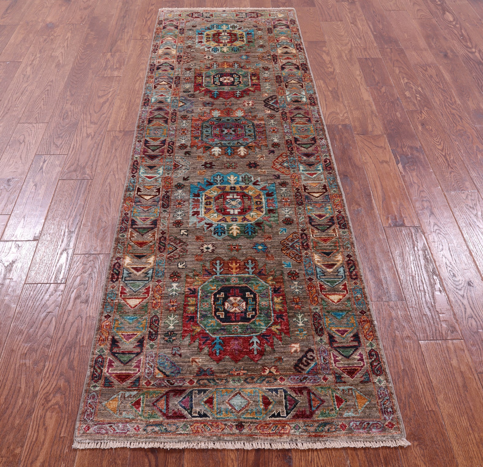 Turkmen Ersari Hand Knotted Wool Runner Rug - 2' 7" X 8' 4" - Golden Nile