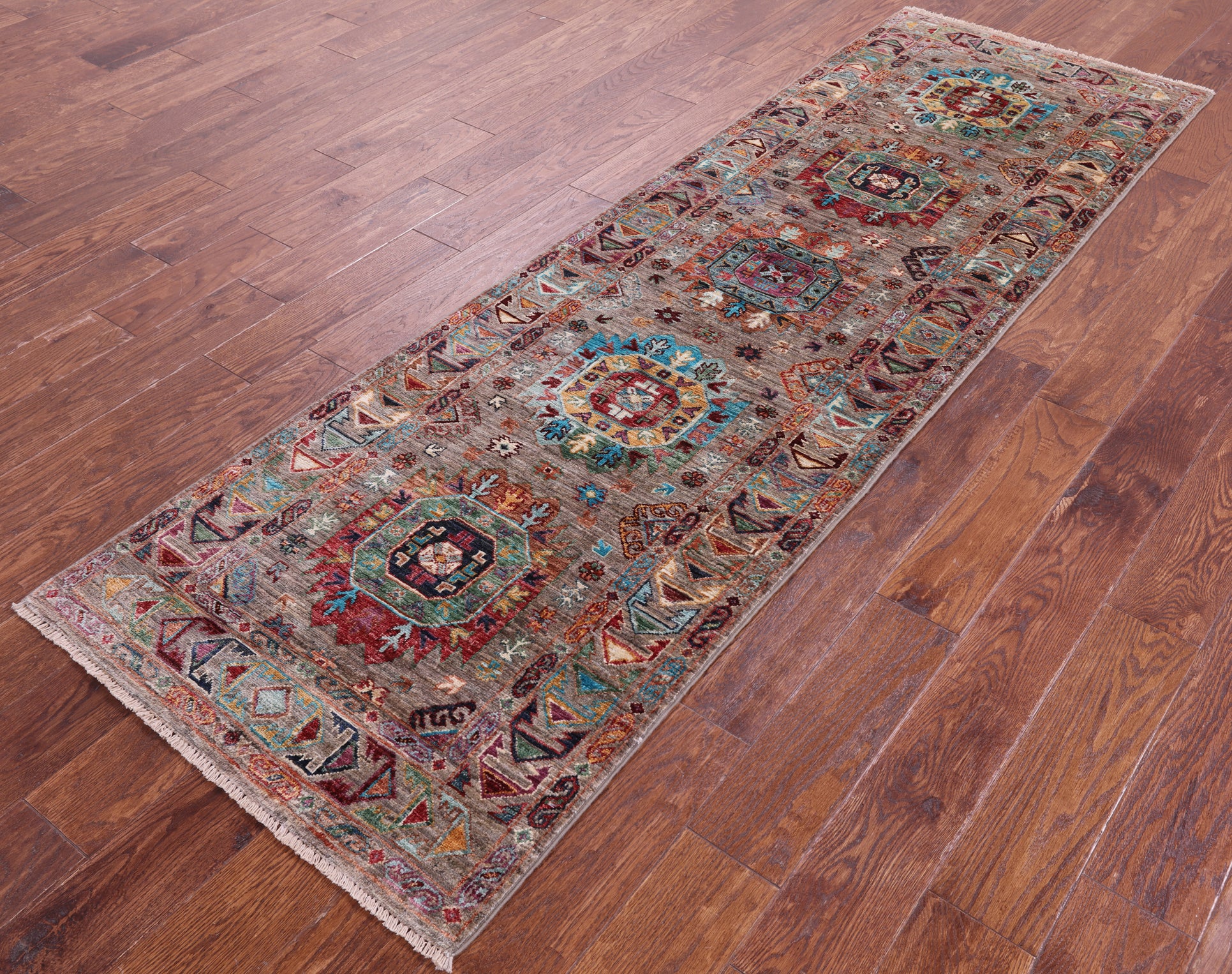 Turkmen Ersari Hand Knotted Wool Runner Rug - 2' 7" X 8' 4" - Golden Nile