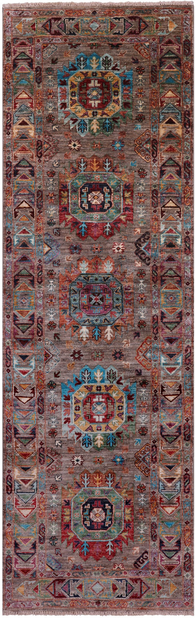 Turkmen Ersari Hand Knotted Wool Runner Rug - 2' 7" X 8' 4" - Golden Nile