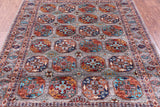 Grey Turkmen Ersari Hand Knotted Wool Rug - 5' 0" X 6' 3" - Golden Nile