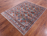 Grey Turkmen Ersari Hand Knotted Wool Rug - 5' 0" X 6' 3" - Golden Nile